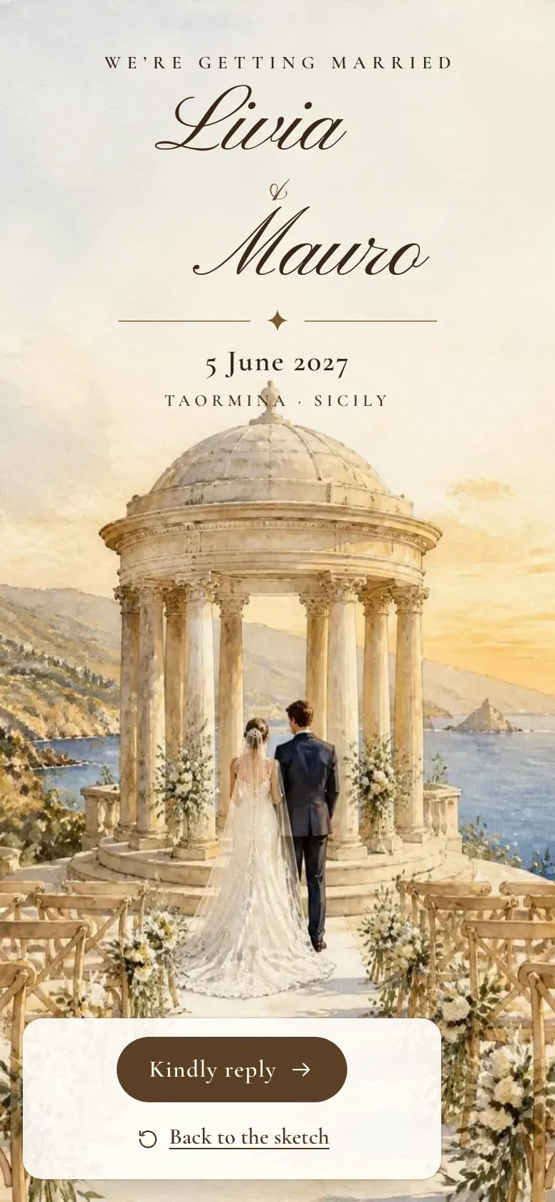 Wedding website · Acquerello · Mobile