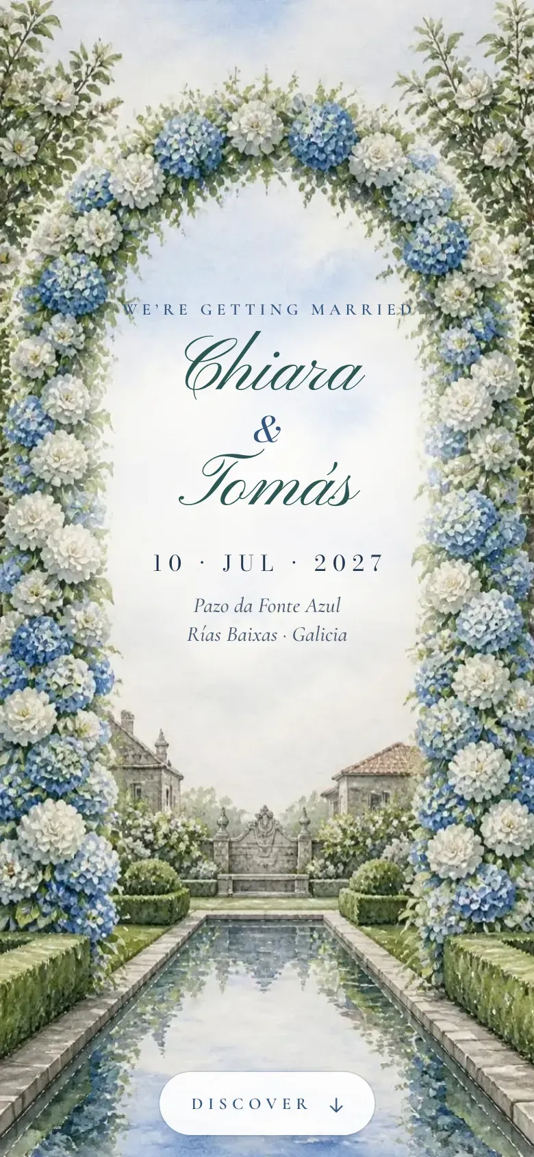 Wedding website · Hortensia · Mobile