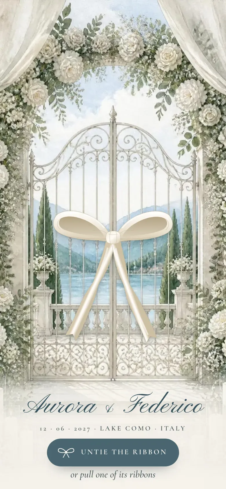 Wedding website · The Silk Ribbon · Mobile
