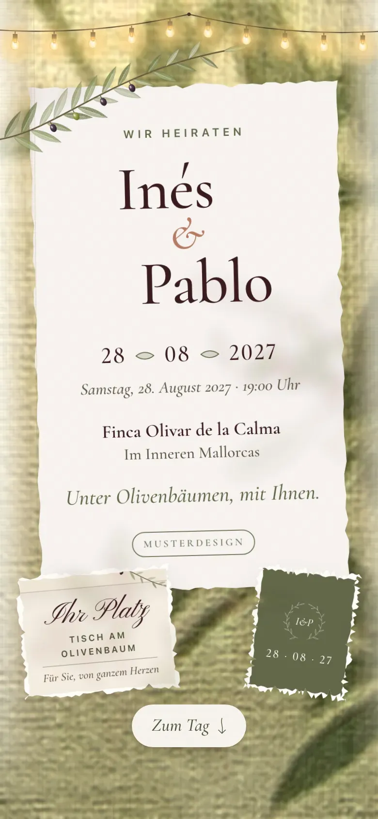 Hochzeitswebsite · Oliva · Mobil
