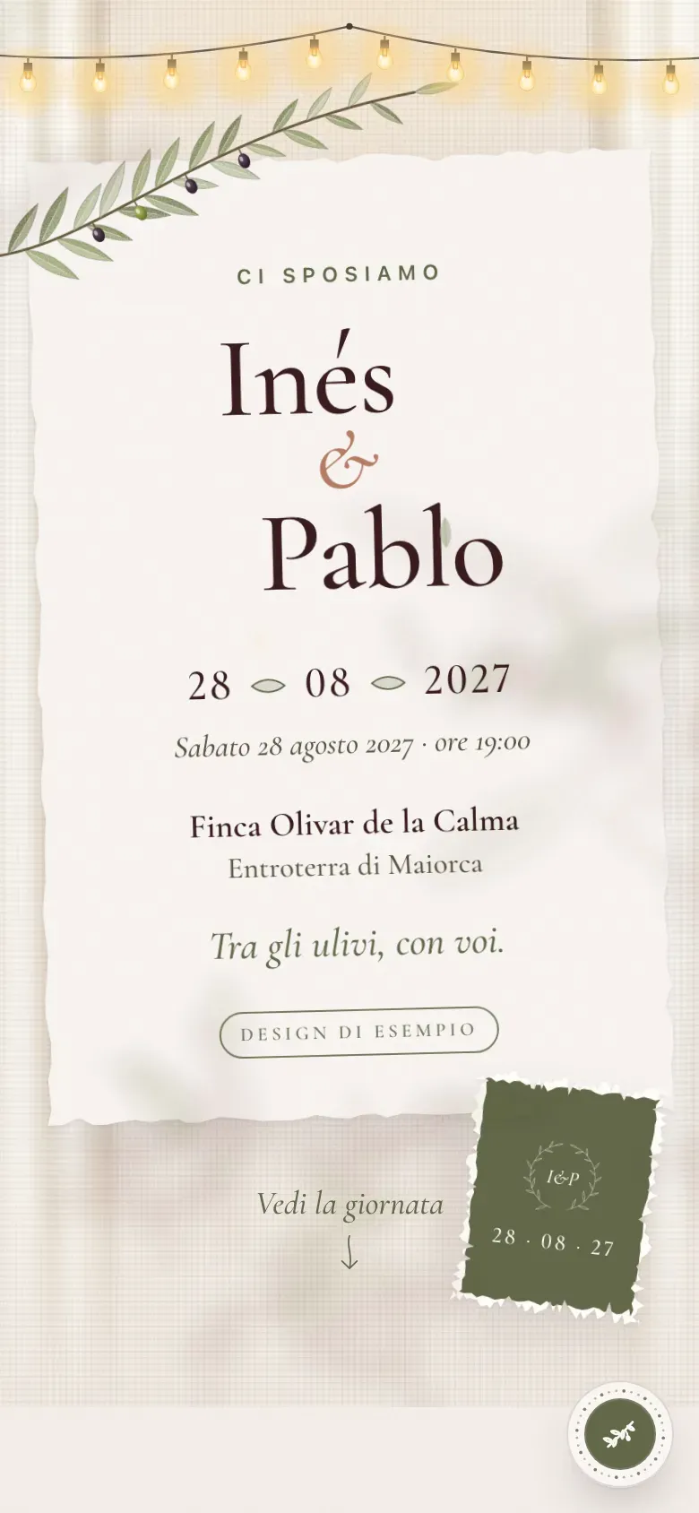 Sito del matrimonio · Oliva · Smartphone